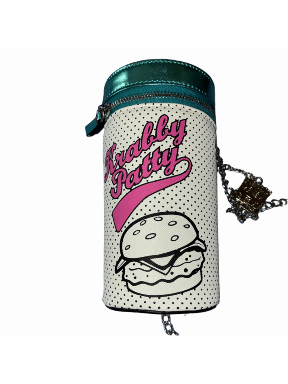 Women's Bioworld SpongeBob Krabby Patty Crossbody Cylinder Bag, White/Green